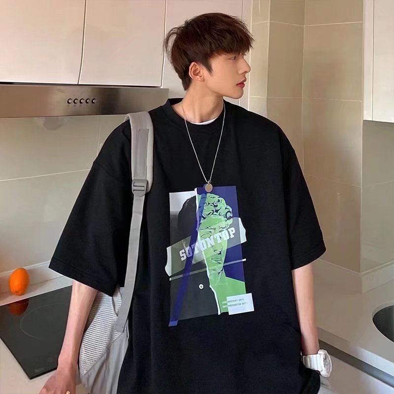 Áo Thun Dáng Rộng In Chữ Phong Cách Nhật Bản Thời Trang Mùa Hè Cho Nam Cỡ M-8XL