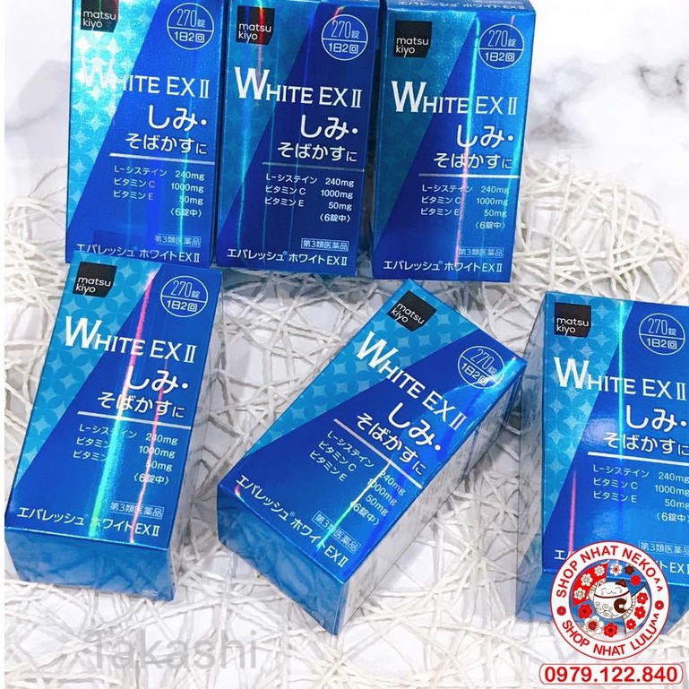 Hộp đựng 180/270 viên White EX II Nhật bản giúp trắng da, mờ nám