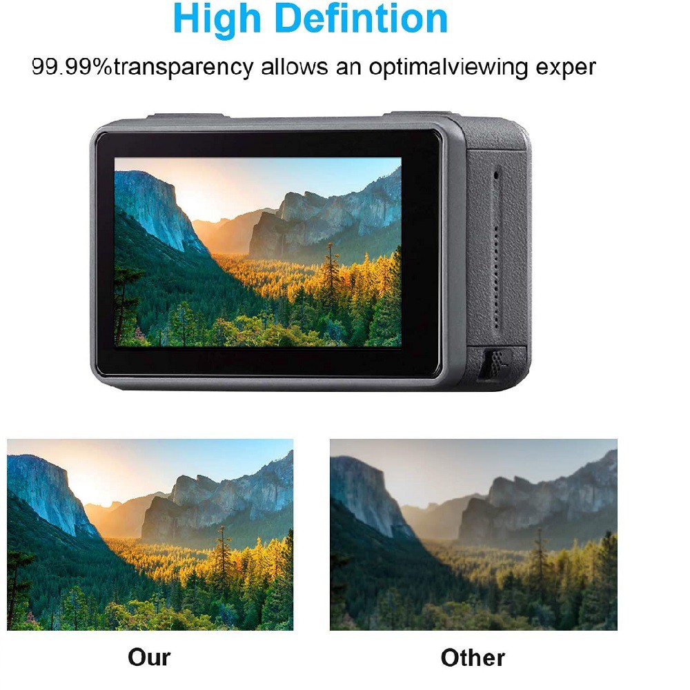 Lammcou Set of 2 screen protectors front and back + 2 Lammcou lenses stickers with tempered glass Compatible with DJI OSMO cameras