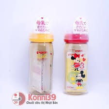 Bình Pigeon cổ đỏ mickey cho bé