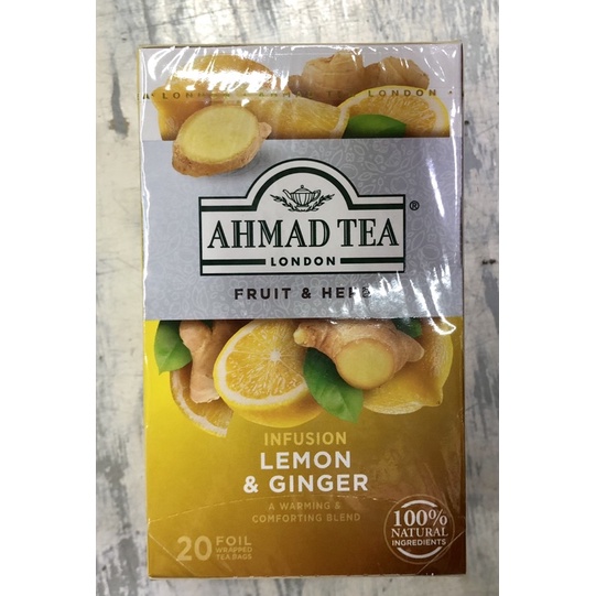 Trà Thảo Mộc Chanh Gừng 40gr - AHMAD TEA LONDON hộp 20 gói túi lọc