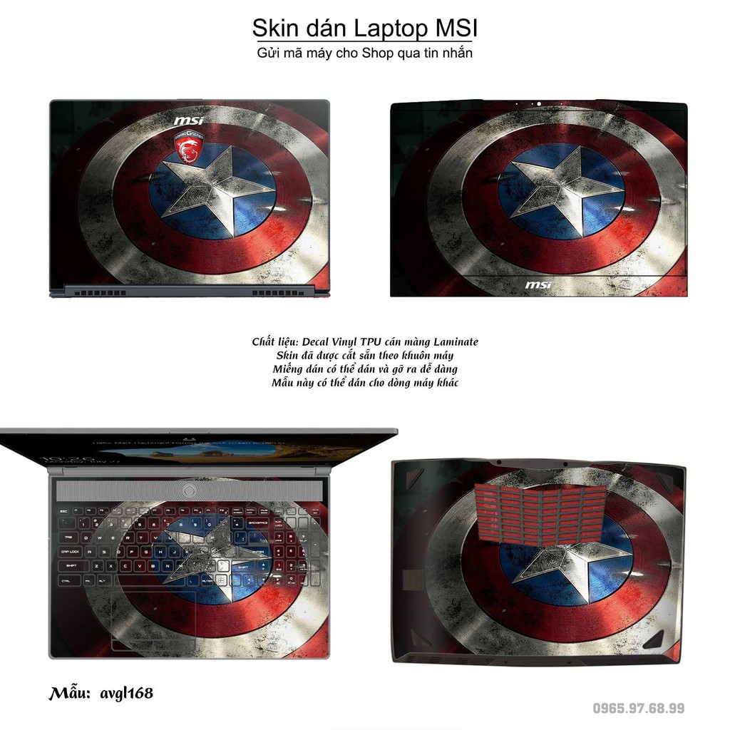 Skin dán Laptop MSI in hình Captain (inbox mã máy cho Shop)