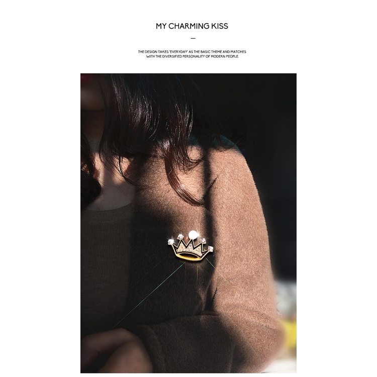 Ghim CàI ÁO HìNh Vương MiệN ĐíNh Kim Cương NgọC Trai Giả ThờI Trang Cho Nữ