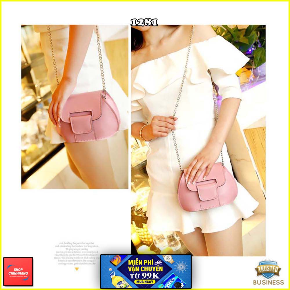 Túi đeo chéo thời trang✨FREESHIP✨túi nữ oval dây xích khóa móc bấm độc lạ SH1281