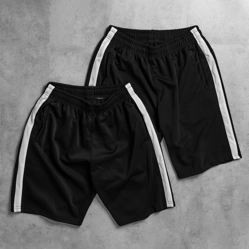 Quần short thun cotton co dãn 4 chiều Boin unisex, Quần thể thao unisex nam nữ 1 sọc, 3 sọc _ hình thật