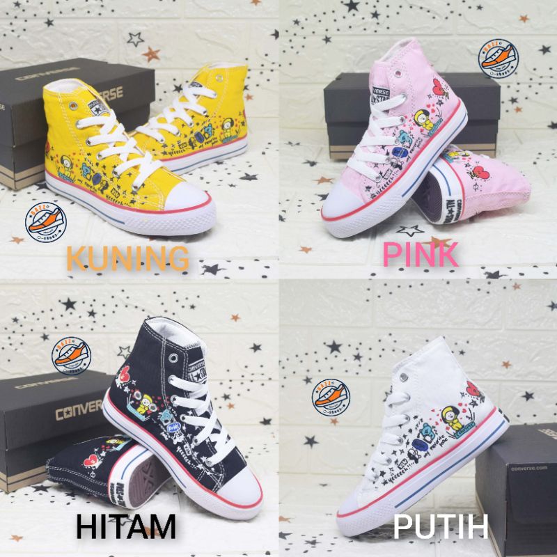 Giày Thể Thao Bts Bt21 Vải Canvas Có Dây Buộc Cho Bé Trai Và Gái