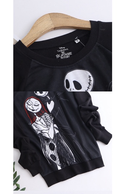 Áo t-shirt đen in hình Jack- Nightmare before christmas