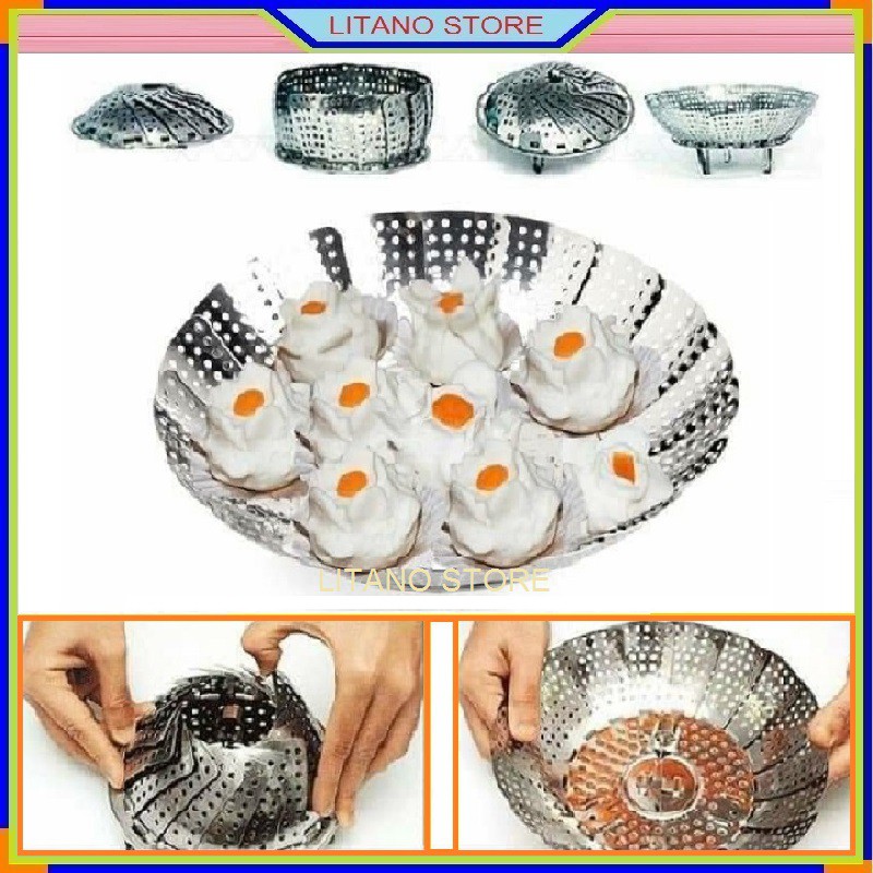 Vỉ Xửng Hấp Xòe Inox Đồ Xôi Hấp Bánh Cách Thủy Gấp Gọn Hàng Việt nam