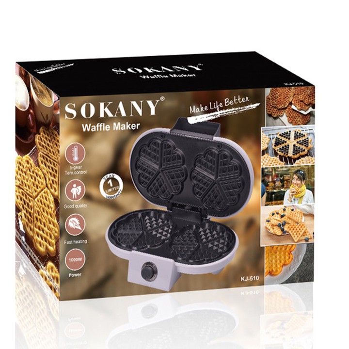 Máy Làm Bánh Bông Lan, Bánh Kẹp Tàn Ong, Waffle Sokany