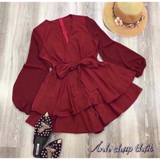 🎀jum ngắn dập tầng 2 lớp thắt eo xinh duyên dáng