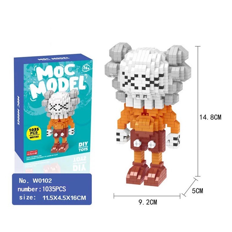 Bộ Đồ Chơi Lắp Ráp Hình Búp Bê KAWS Nano Sáng Tạo