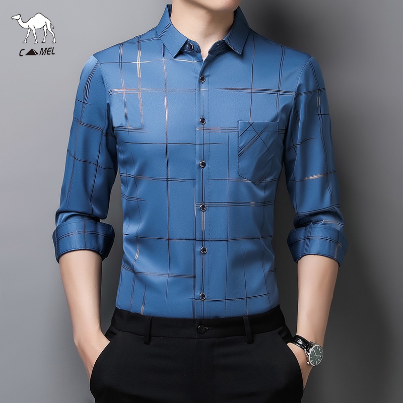 Áo Sơ Mi Dài Tay Họa Tiết Sọc Caro Thiết Kế Mới Cao Cấp Thời Trang Công Sở Cho Nam