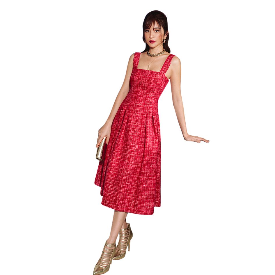 Áo dạ crtop Phối Váy 2 dây dáng xòe Reina