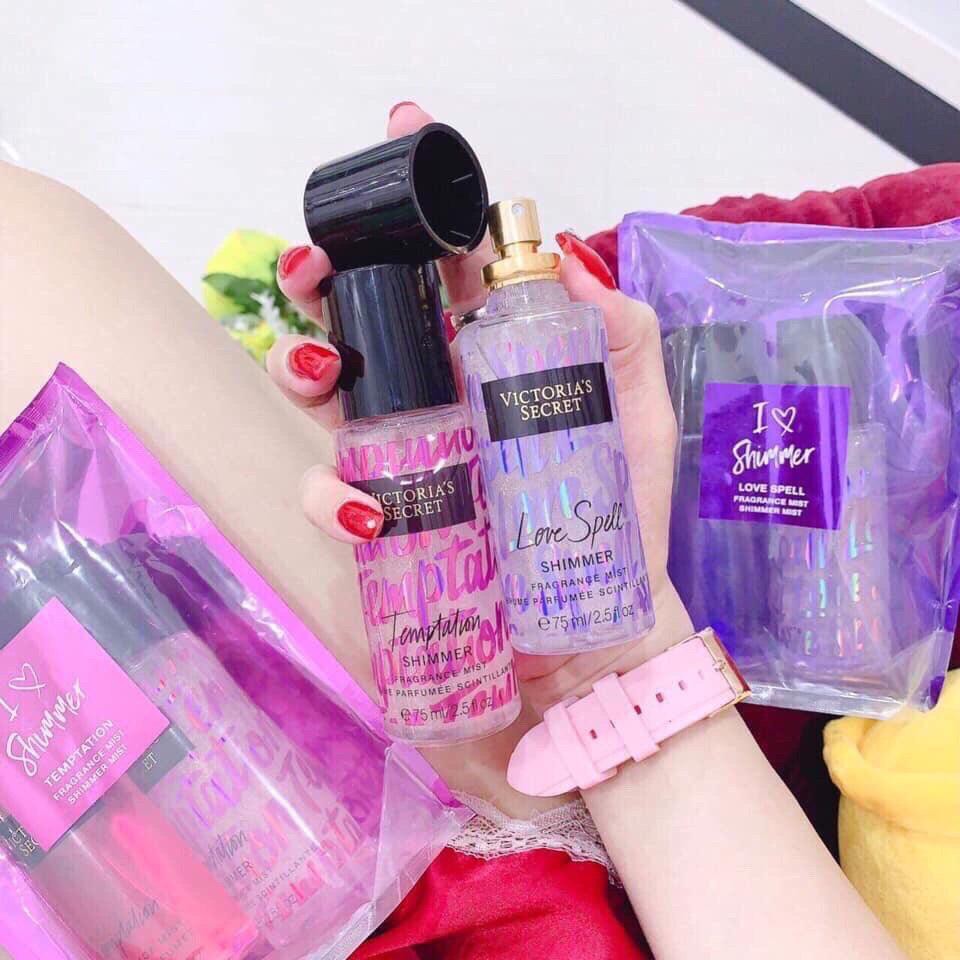 Set 2 Xịt thơm body Victoria’s Secret I Love Shimmer Gift Set (chọn mùi) | Thế Giới Skin Care