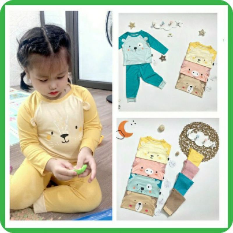 Bộ Dài Tay Thun Lạnh Tai Thú Cho Bé Trai, Bé Gái size 6-18 kg