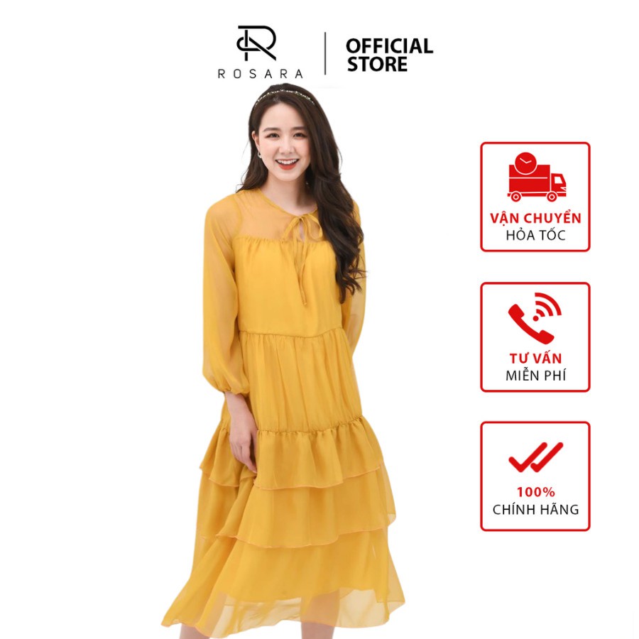 Váy đầm maxi đi biển xoè rộng bigsize che bụng dáng tiểu thư Rosara VM26