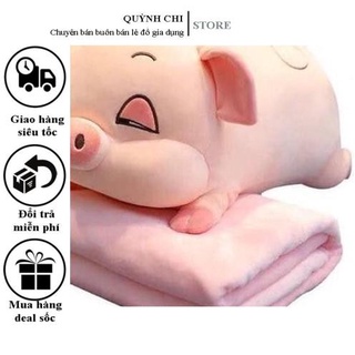 Bộ gối lợn kèm chăn siêu mềm mịn to đẹp dễ thương