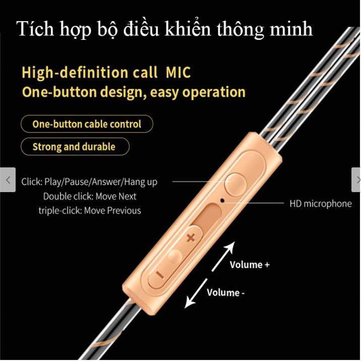 Tai Nghe Chống Ồn Loa Kép 4D Extra Bass SRA8 Nghe nhạc, chơi game, Tai Phone Có Dây Cho Điện Thoại, Máy Tính, Laptop, PC