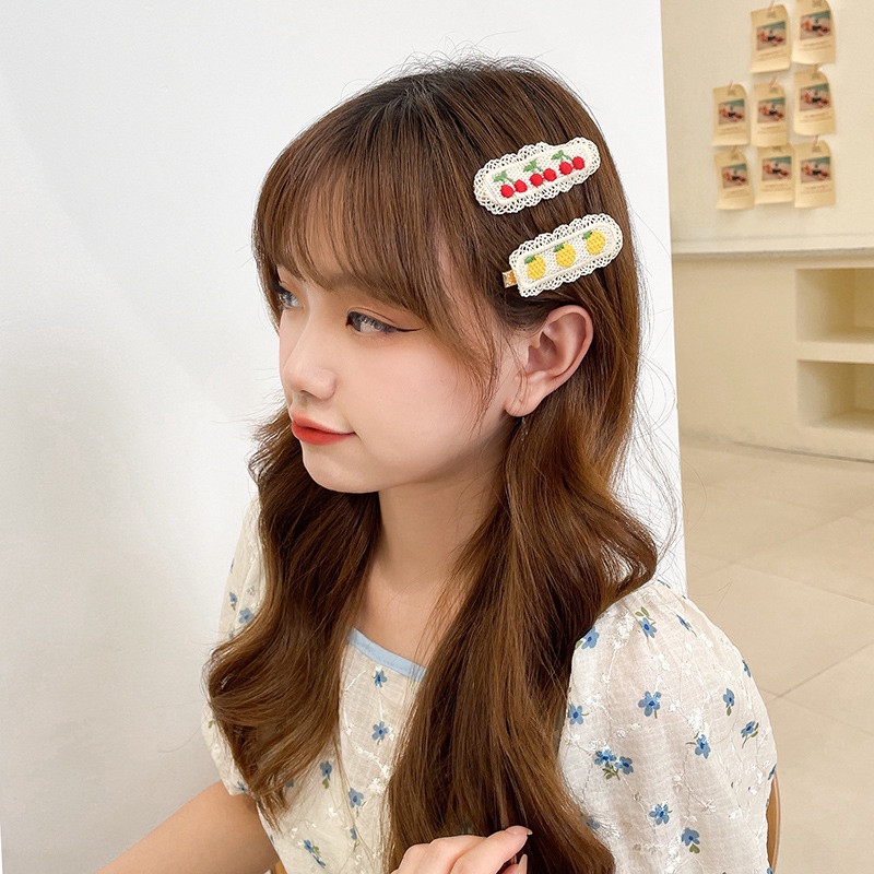 Kẹp Tóc Đan Len Hình Trái Cây Ngọt Ngào Đáng Yêu Phong Cách Hàn Quốc Cho Nữ