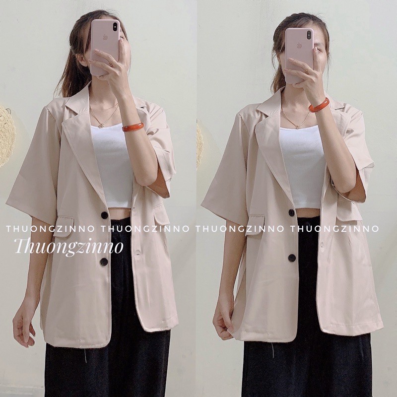 [Ảnh thật/Video]Áo blazer Meci cộc tay túi nắp Áo vest thiết kế kiểu dáng Hàn Quốc | BigBuy360 - bigbuy360.vn