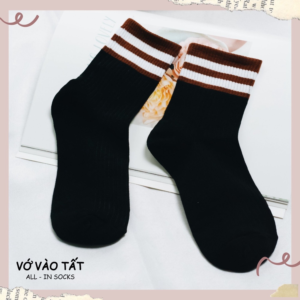 TẤT VỚ NỮ CỔ TRUNG SỌC THỂ THAO 2 MÀU