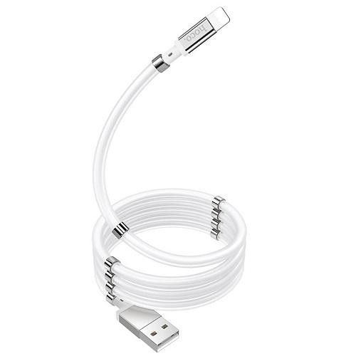 Cáp sạc Hoco U91 USB to Lightning, sạc nhanh 2.4A Max, 10 nút hít nam châm gấp gọn, dài 1m