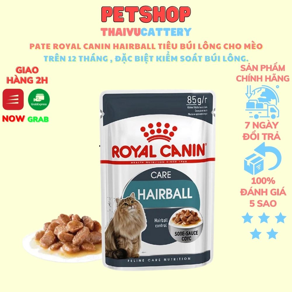 Pate Royal Canin Hairball Tiêu Búi Lông Cho Mèo trưởng thành trên 12 tháng tuổi kích thích quá trình tiêu hóa