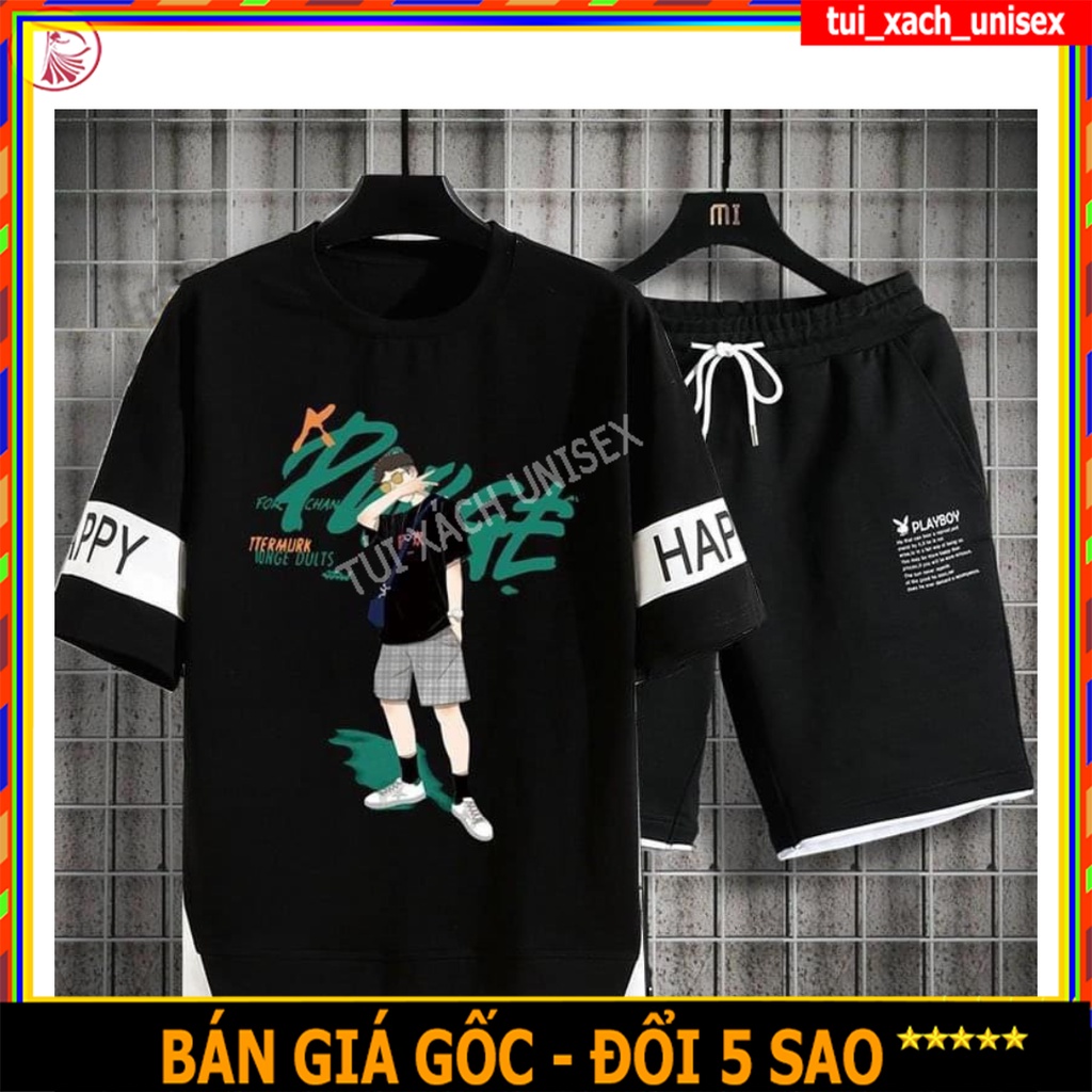 Bộ Thể Thao Nam mùa hè mặc ở nhà chất thun mè thái cao cấp xuất xịn, Đồ bộ nam thể thao cao cấp siêu xịn B042 - happy