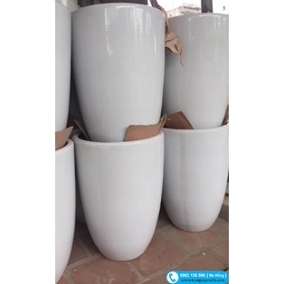 Chậu sứ trồng cây bát tràng dáng tròn bầu kích thước 43cm x28cm-chậu bom trơn 2 màu đen trắng-hoaluaminhhoa