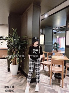 Bộ áo thun wang kèm quần kẻ - ND