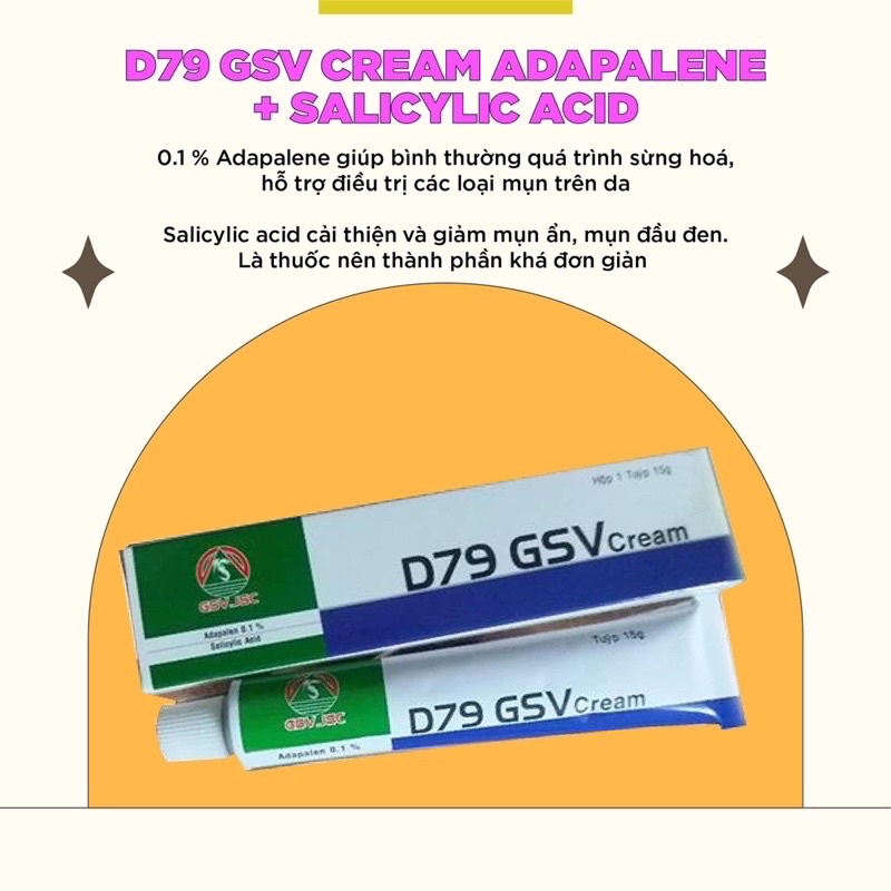 (15g)Kem dưỡng D79 GSV Cream - Giảm Mụn Trứng Cá, Mụn Lưng, Dày Sừng