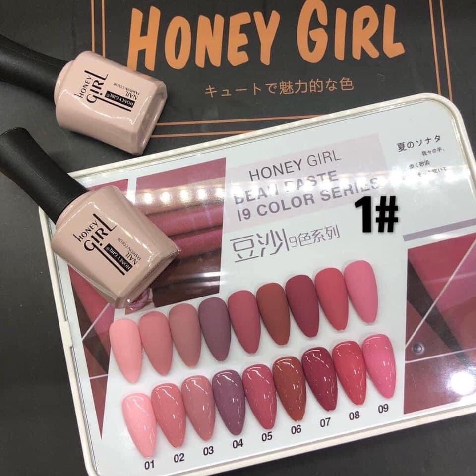 Set sơn honey girl 9 chai ( hồng đào, nâu tây, đỏ, trà sữa, xanh lợt)