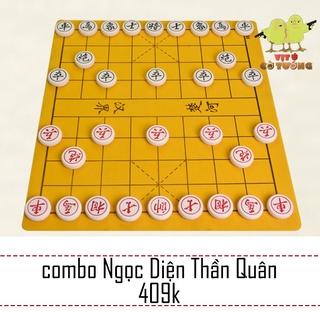 Bộ cờ tướng đá ngọc cao cấp Ngọc Diện Thần Quân Tưởng Xuyên - tặng kèm bàn cờ tướng