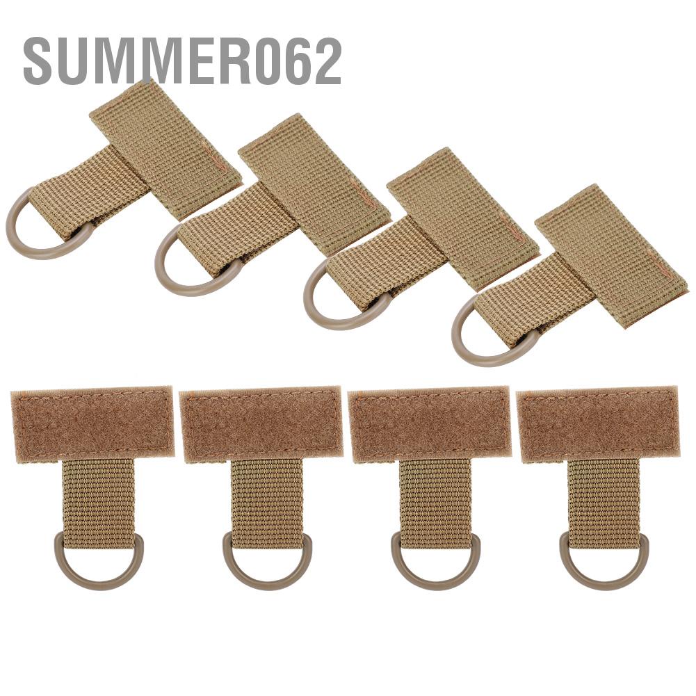 Summer062 8pcs Outdoor Camping Backpack Key Hook D‑Ring Nylon Webbing Buckle Hanging Belt Chain Khaki