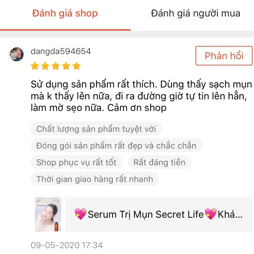 Serum Secret Life🌸FREE SHIP🌸Ngăn Ngừa Mụn, Dưỡng Da, Se Lỗ Chân Lông, Sáng và Làm Đều Màu Da