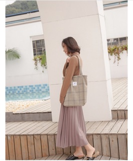 Túi tote đeo vai kẻ dạ
