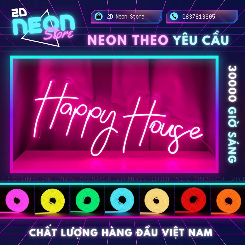 Đèn Led Neon theo yêu cầu, thiết kế theo tên riêng, Full Combo cao cấp không cần mua thêm phụ kiện I 2D Neon Store
