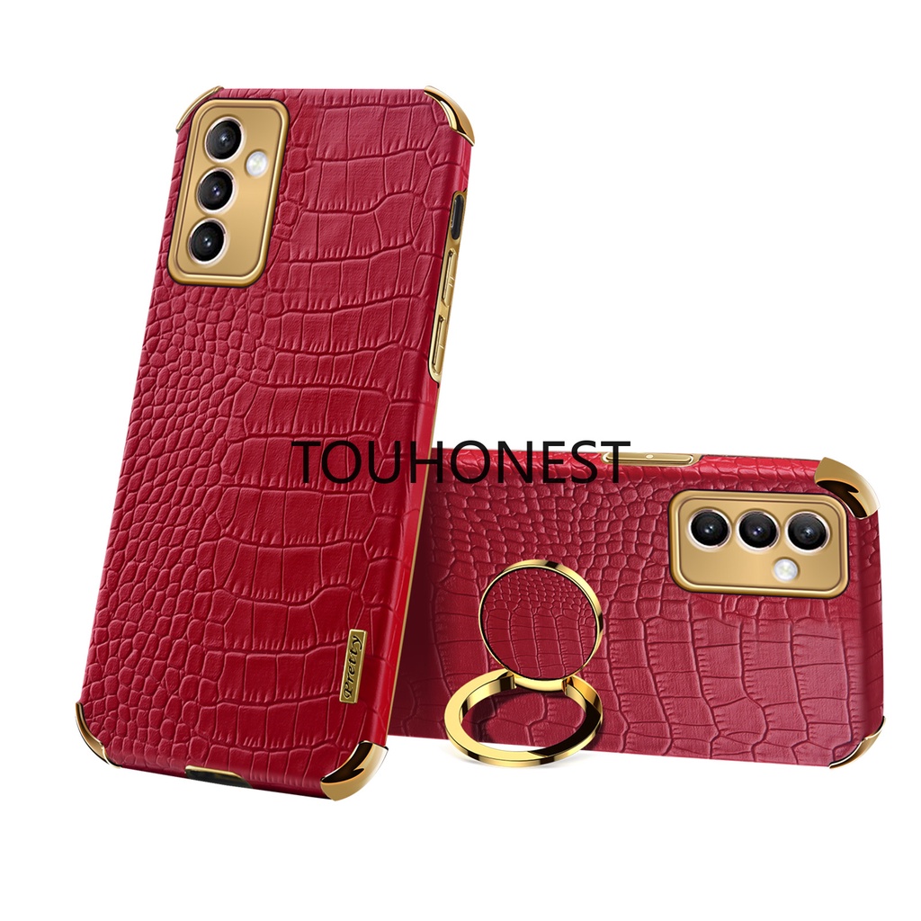 Ốp Điện Thoại Họa Tiết Da Cá Sấu Có Nhẫn Đỡ Cho Casing Samsung Galaxy A33 Case Samsung A53 Case Samsung A73 Case Samsung A82 Case Samsung A23 Cover Samsung M62 Case Samsung F62 Case Samsung M33 Crocodile Pattern Leather Ring Phone Case