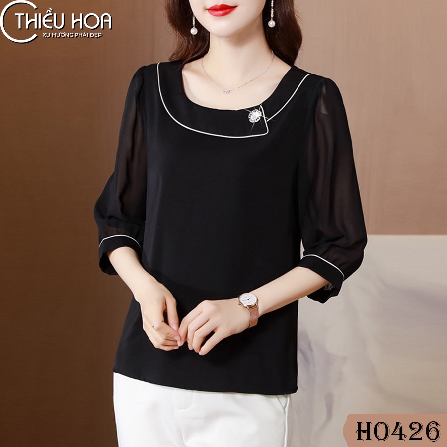 Áo nữ trung niên cao cấp, chất liệu Chiffon cao cấp, thiết kế nhã nhặn, sang trọng AD2H0426