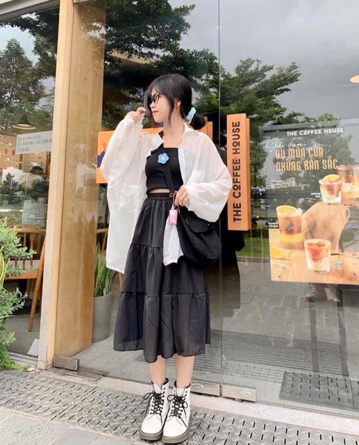 Chân Váy Vintage Nữ 🦋 Váy Voan Nữ Dáng Dài 2 Lớp Siêu Xinh 2 màu 🦋