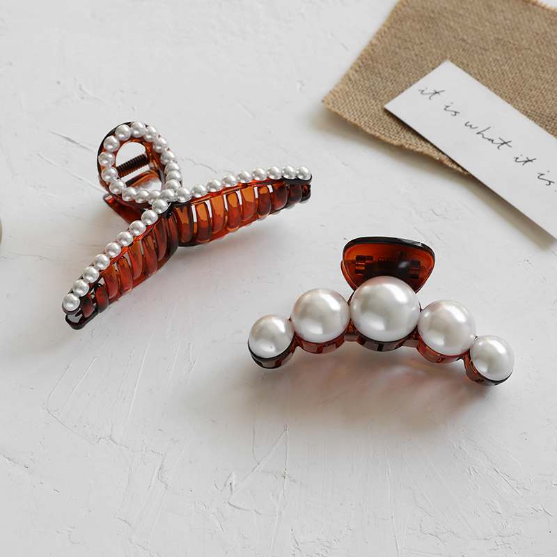 Kẹp Tóc Đính Ngọc Trai Thiết Kế Lưng Độc Đáo Phong Cách Hàn Quốc Cao Cấp