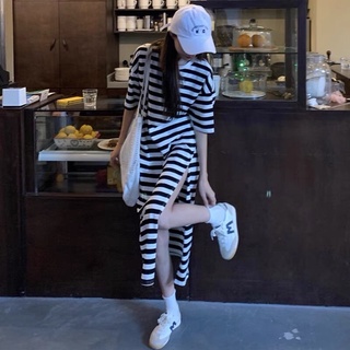 ORDER Váy thun kẻ sọc dáng suông