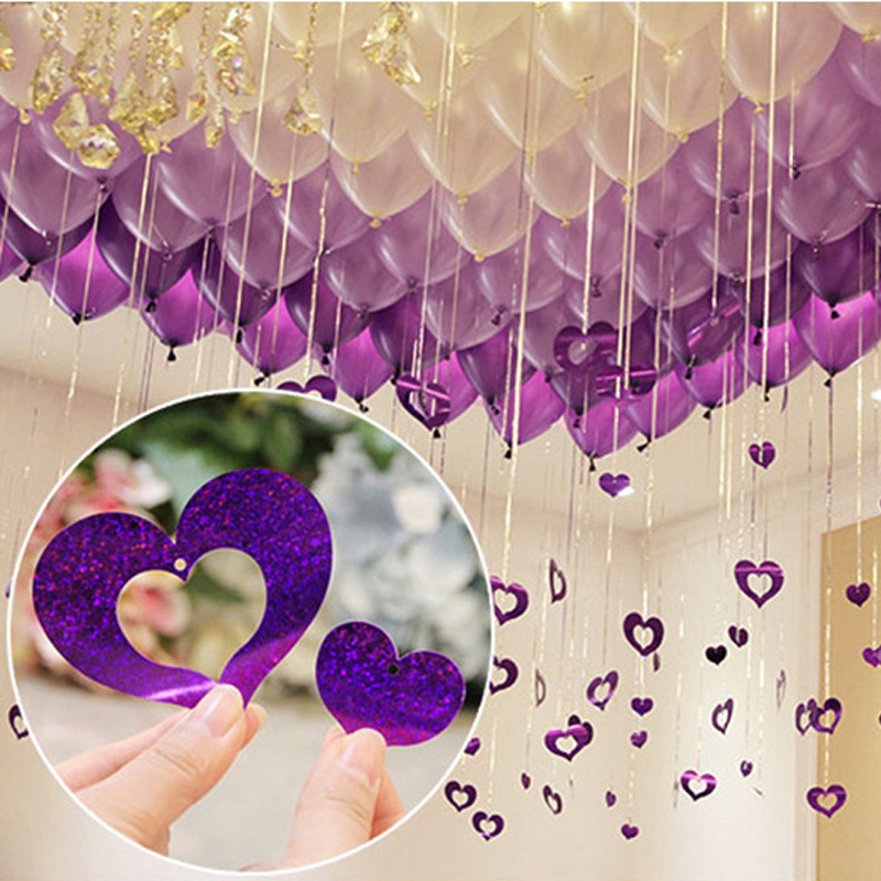 Set 100 Phụ Kiện Gắn Bong Bóng Hình Trái Tim Lấp Lánh Trang Trí Tiệc