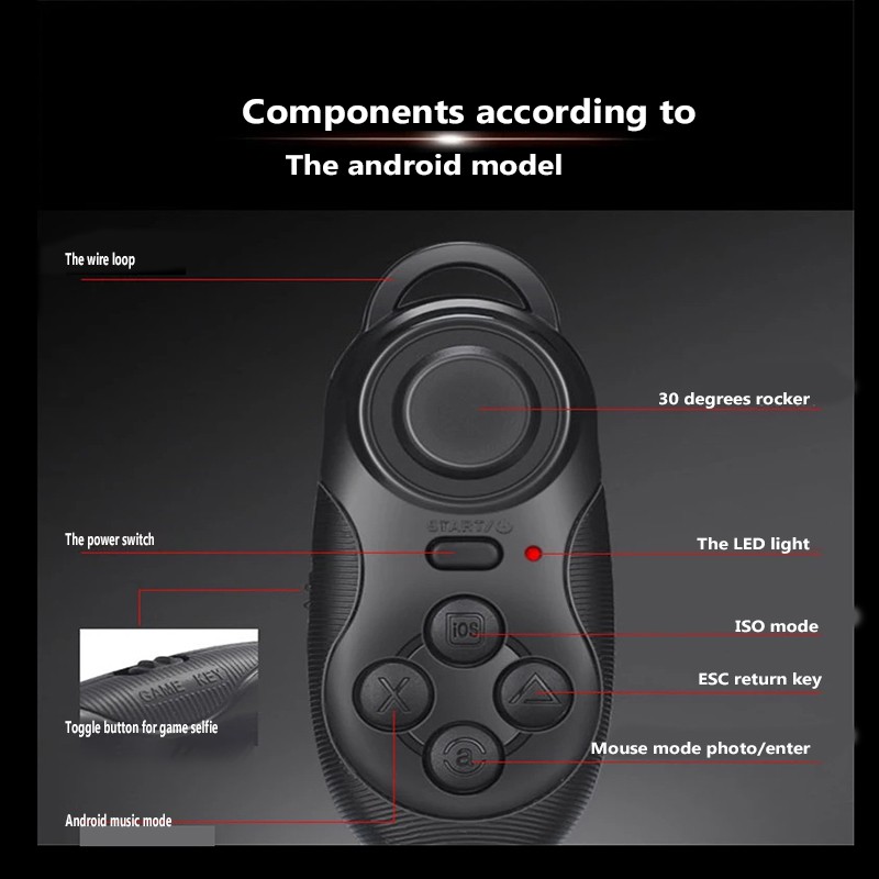 IN STOCK Mini Gamepad Bluetooth Gamepads Game Controller Joystick Selfie Remote Shutter Wireless Mouse for iOS Android Smartphone TV Box