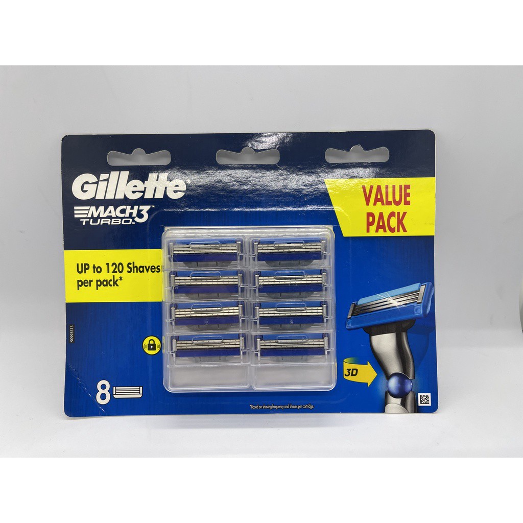 Lưỡi cạo râu Gillette Mach3 Turbo Vỉ 8 lưỡi