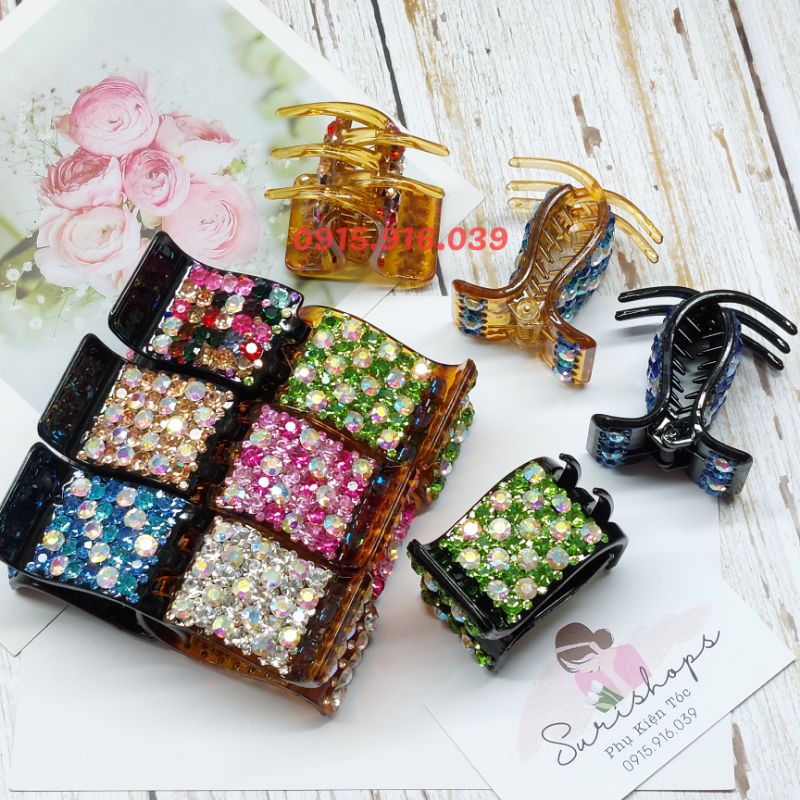 Kẹp càng cua đính đá nhân tạo 5 răng, kẹp tóc