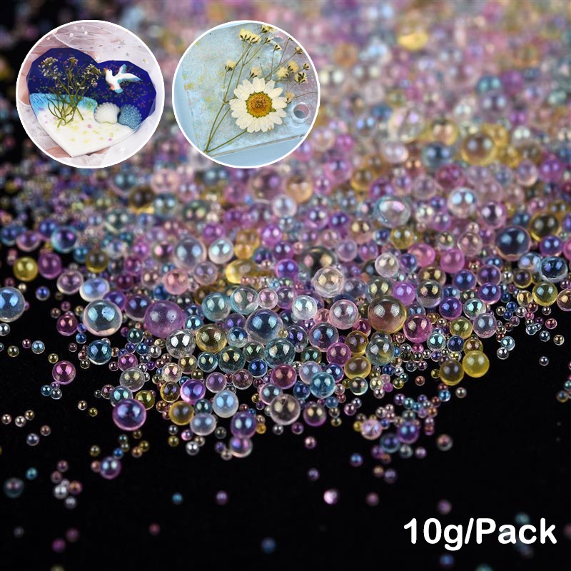 [Hàng mới về] Gói 10g hạt cườm bong bóng mini 0.4-3mm dùng để làm móng nghệ thuật/đồ thủ công với khuôn silicon epoxy