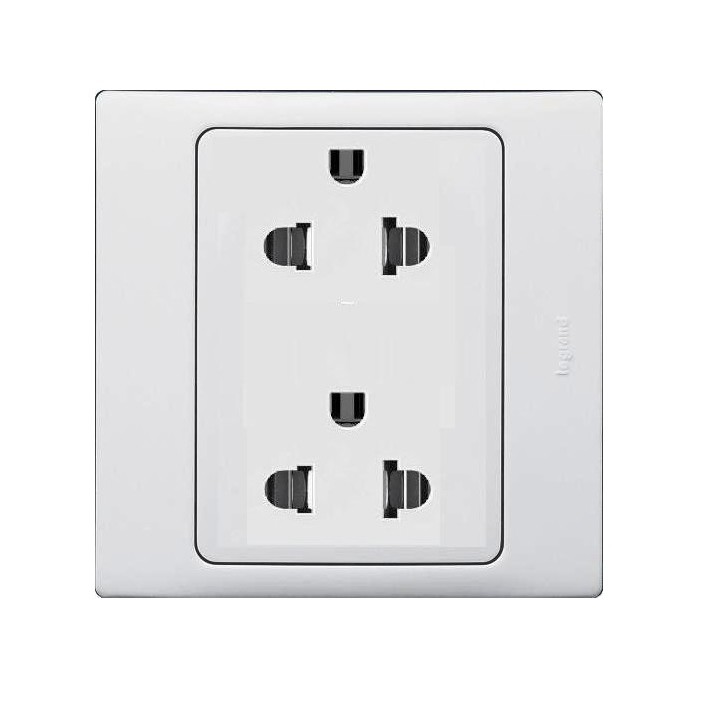 Ổ cắm đôi ba chấu mallia legrand trắng/xám/ngọc trai/xám đậm
