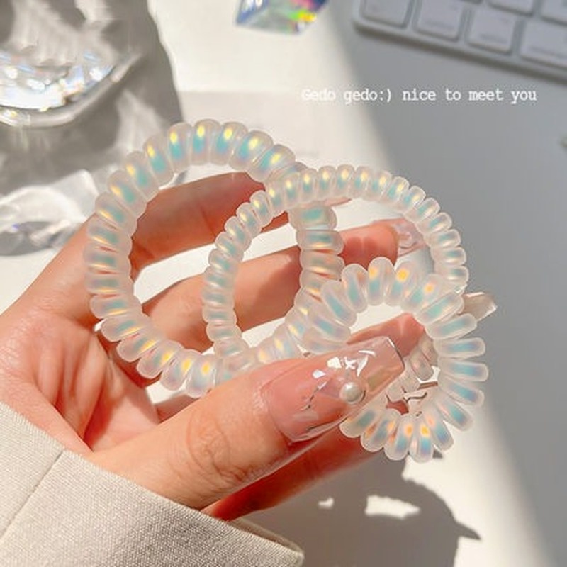 Dây Buộc Tóc Cao Su Trong Suốt Đính Ngọc Trai Giả Lấp Lánh/ Dây Buộc Tóc Không Đường May Cho Nữ