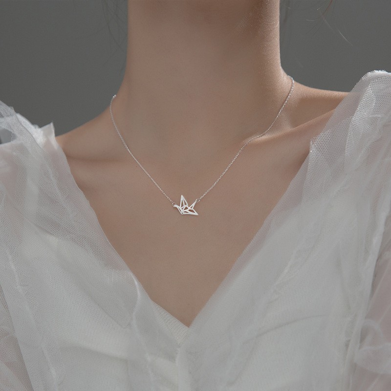 Dây chuyền bạc Ý s925 mặt Hạc giấy ngàn tuổi D5646 - AROCH Jewelry